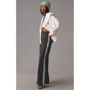 Anthropologie Maeve Navy Crochet Trim Wide Leg Pull On Pants Medium NWT